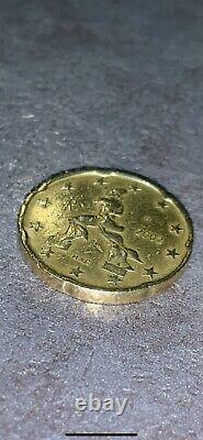 ITALIE TRES RARE 20 CENTIMES D' EURO 2002 en Frappe monnaie coin tourné, Fauté