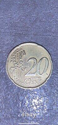 ITALIE TRES RARE 20 CENTIMES D' EURO 2002 en Frappe monnaie coin tourné, Fauté