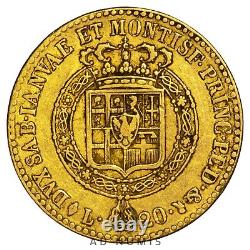Italie 20 Lire 1816 Or Victor Emmanuel I TTB Sardaigne TRES RARE pièce monnaie
