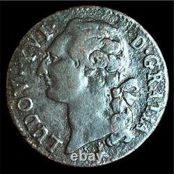 LOUIS XVI Demi-Sol à l'écu 1787 Metz (AA) FAUTÉ Effigie du sol TRÈS RARE