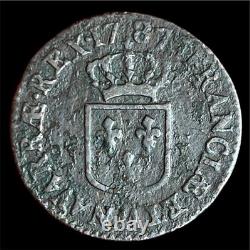 LOUIS XVI Demi-Sol à l'écu 1787 Metz (AA) FAUTÉ Effigie du sol TRÈS RARE