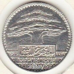 Liban Lebanon 25 Piastres 1929 Essai en Argent Tres Rare. Lec 34, KM# E7