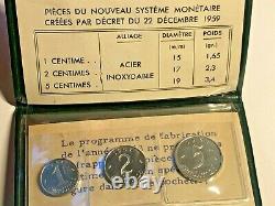 Lot 1 2 et 5 centimes épi 1961 Essai Coffret d'origine très rare SPL