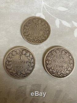 Lot 5 Francs Et Argent Très Rare 1833, 1834 Et 1839 D Très Très Rare