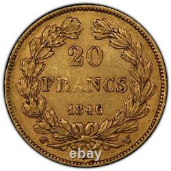 Louis-Philippe 20 Francs or 1846 Lille Superbe PCGS AU53 Très rare