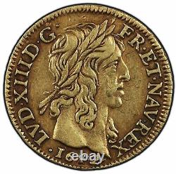 Louis XIII Louis d'or à la mèche mi-longue 1642 A Très rare
