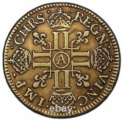 Louis XIII Louis d'or à la mèche mi-longue 1642 A Très rare