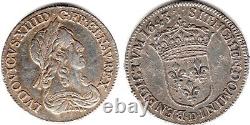 Louis XIII Très Rare 15 Sols En Argent Lyon 1643