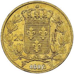 Louis XVIII 20 Francs or 1823 Lille Superbe NGC AU50 très rare