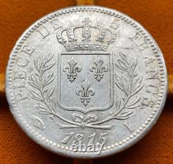 Louis XVIII 5 Francs Buste Habillé 1815 I Limoges Très beau & rare en l'état