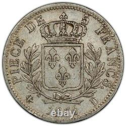 Louis XVIII 5 Francs Buste habillé 1814 Lyon PCGS XF45 TTB très rare