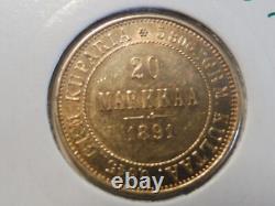 Monnaie 2o Markkaa Finlande Tres Rare 1891 / Sup / 6.45 Gr. A Saisir