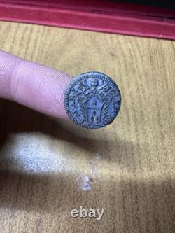 Monnaie État Pontifical Clément XI 1/2 Grosso Très Rare An I Posses 1701 AD