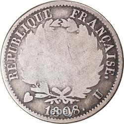 Monnaie, France, Napoléon I, Franc, 1808, Torino, Très rare, B+, Argent