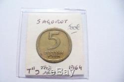 Monnaie Israël Tres Rare 5 Agorot Sous Étuis & Feuille / Superbe A Voir