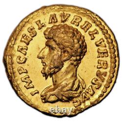 Monnaie Romaine Lucius Verus Aureus or tête gauche Très rare
