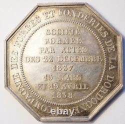 NAPOLEON III TRES RARE JETON ARGENT Cie DES FORGES & FONDERIES DORDOGNE 1838