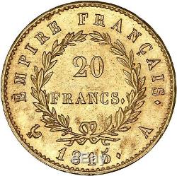 Napoléon Cent Jours 20 Francs or 1815 Paris Splendide PCGS MS62 Très rare