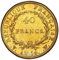 Napoléon Empereur 40 Francs or AN14 Lille NGC AU Superbe très rare RRR