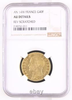 Napoléon Empereur 40 Francs or AN14 Lille NGC AU Superbe très rare RRR