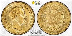 Napoléon III 100 Francs or 1868 BB Tête laurée PCGS AU58 Superbe très rare