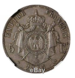 Napoleon III 5 Francs 1855 BB Strasbourg NGC MS62+ Collection idéale très rare