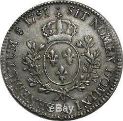 O1536 TRES RARE Ecu Louis XVI 1791. A Paris 2nd Sem Argent Silver -F offre