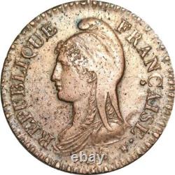 O9435 Très Rare Directoire Un Décime Dupré an 7/5 A/A Paris coq/tournesol SUP