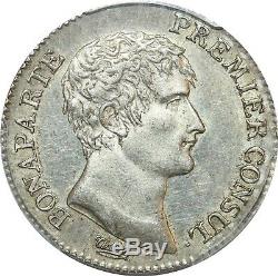 P2268 TRES Rare 1 Franc Bonaparte Napoleon I AN 12 A Paris PCGS AU58 Argent