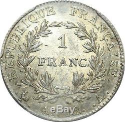 P2268 TRES Rare 1 Franc Bonaparte Napoleon I AN 12 A Paris PCGS AU58 Argent