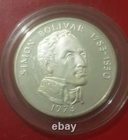 PANAMA, très rare grosse pièce de 20 Balboas en ARGENT de 1973 (129,6gr) Bolivar