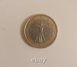 Pièce 1 euro italienne Rare de Léonard de Vinci 2002 TRES RARE