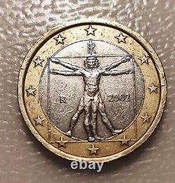 Pièce 1 euro italienne Rare de Léonard de Vinci 2002 TRES RARE