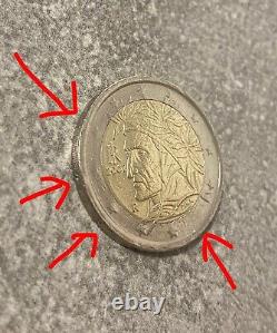 Pièce 2 Euro Trés Rare Dante Alighieri Italie 2002 ´´´ Fautée ´´