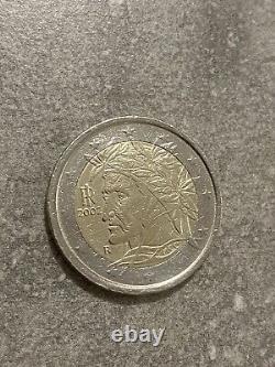 Pièce 2 Euro Trés Rare Dante Alighieri Italie 2002 ´´´ Fautée ´´