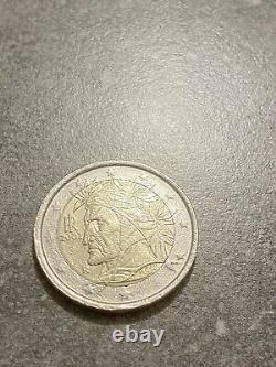 Pièce 2 Euro Trés Rare Dante Alighieri Italie 2002 ´´´ Fautée ´´