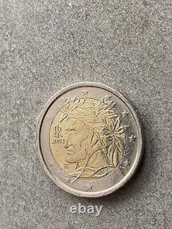 Pièce 2 Euro Trés Rare Dante Alighieri Italie 2002 ´´´ Fautée ´´