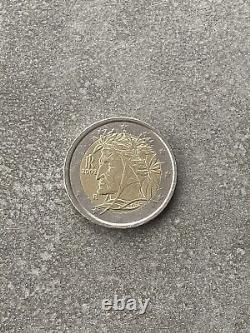 Pièce 2 Euro Trés Rare Dante Alighieri Italie 2002 ´´´ Fautée ´´