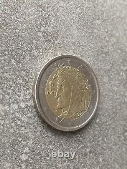 Pièce 2 Euro Trés Rare Dante Alighieri Italie 2002 ´´´ Fautée ´´