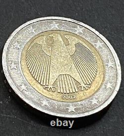 Pièce 2 Euros 2002 Très Rare Allemagne Aigle Lettre A Mal Centrée Erronée