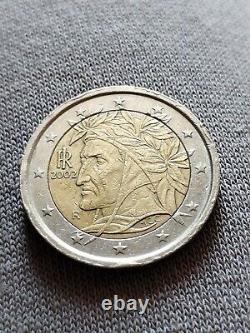 Pièce 2 euros RARE, Dante Alighieri, TRÈS bon état, 2002