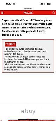 Pièce 2 euros allemagne 2008 Sans Frontières Très Rare Et Fauteé