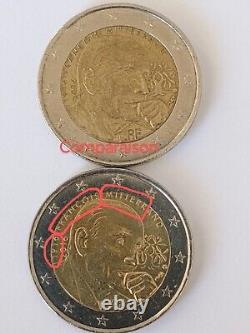 Pièce 2 euros commémorative François Mitterrand FRANCE 2016. Fautée. Très Rare