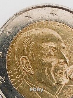 Pièce 2 euros commémorative François Mitterrand FRANCE 2016. Fautée. Très Rare