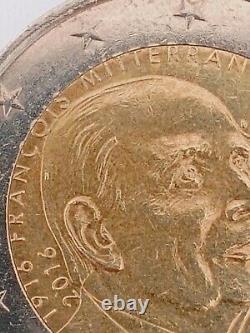 Pièce 2 euros commémorative François Mitterrand FRANCE 2016. Fautée. Très Rare