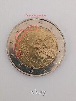 Pièce 2 euros commémorative François Mitterrand FRANCE 2016. Fautée. Très Rare