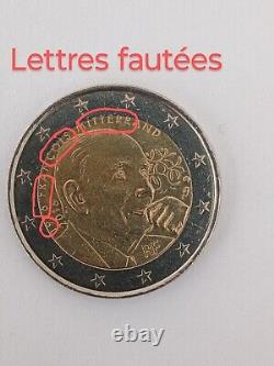 Pièce 2 euros commémorative François Mitterrand FRANCE 2016. Fautée. Très Rare