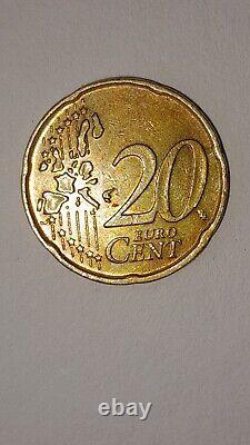 Pièce De 20 Centimes Italie 2002 Très Rare Erreur De Frappe Sur La Rondelle