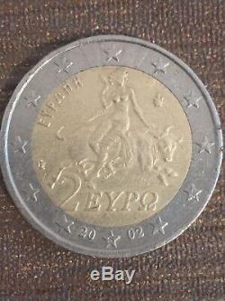 Pièce Très Rare 2 Euro Grèce 2002 Avec La Lettre S Gravée Dans Létoile