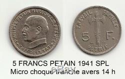 Piece Tres Rare De 5 F Petain 1941 Cupro-nickel Spl Voir La Photo